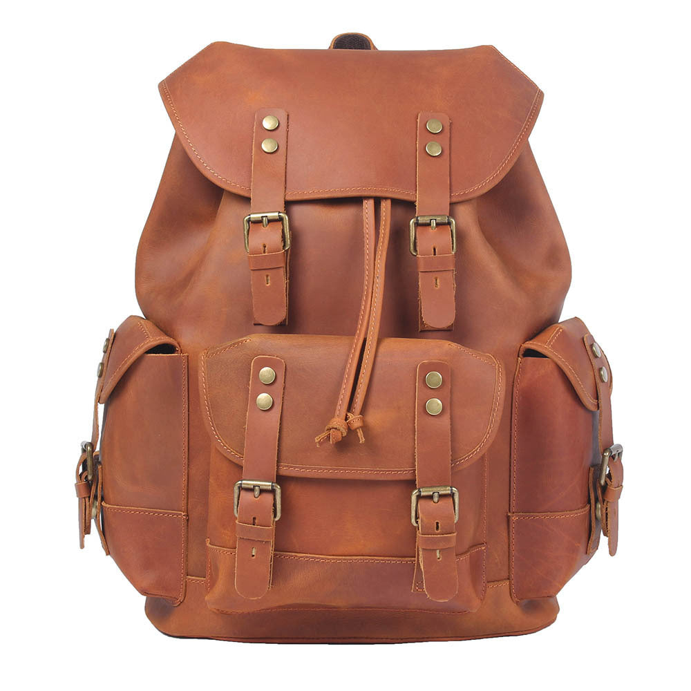 Men's Retro Large Capacity First Layer Cowhide Backpack