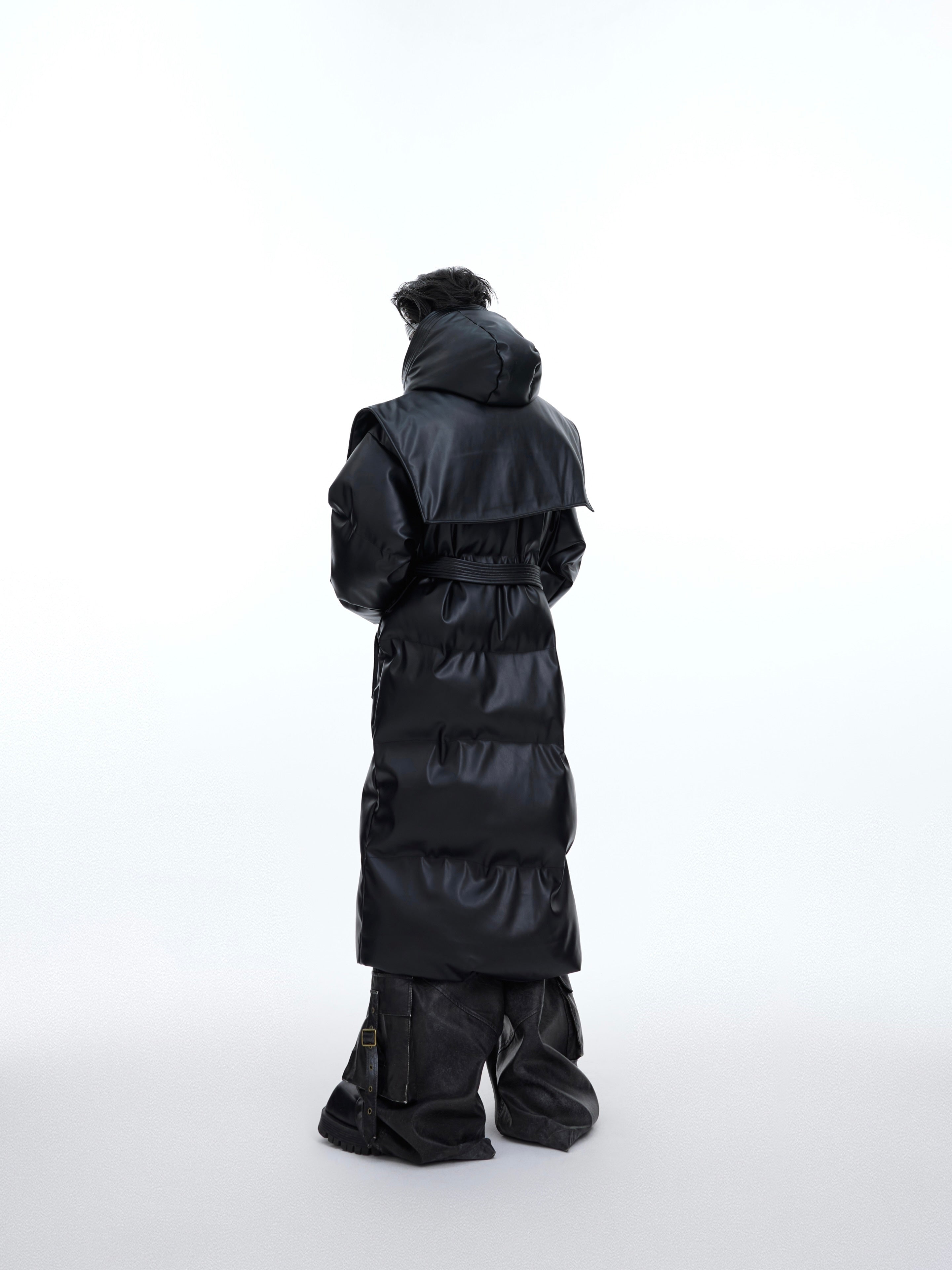 Hooded Shawl Thickened Leather Cotton Jacket