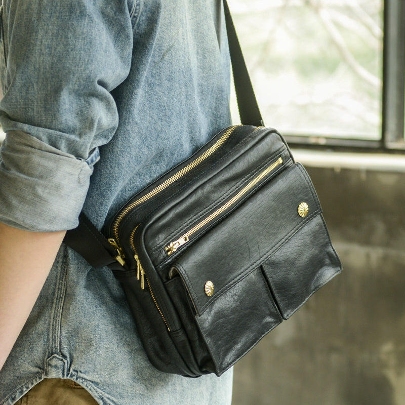 Handmade Top Layer Cowhide Japanese Street Casual Shoulder Bag