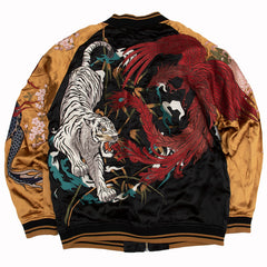 Reversible satin jacket with embroidery