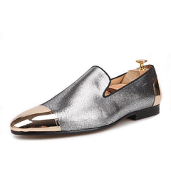 Knife cut sheepskin men's metal buckle loafers
