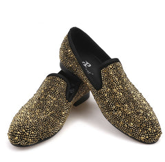 Black abrasive leather golden diamond men's Lefu shoes pedal casual shoes