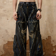 Female Alien Structural Stained Jeans