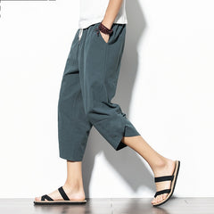 Chinese style big pants wide-leg pants Harlan print lantern loose cropped men's road suit pants kimono road gown pants