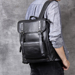 Men's Simple Casual Top Layer Cowhide Backpack