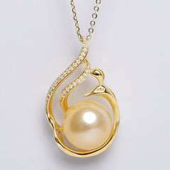 11-12mm 925 Silver Saltwater Gold Pearl Pendant
