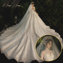 Women's Temperament Simple Bridal Bustier Trailing Dress