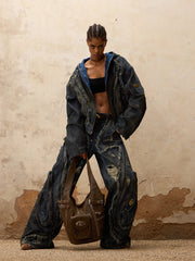 Female Alien Structural Stained Jeans
