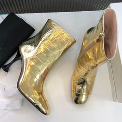 Round Toe Super High Heel Stiletto Side Zipper