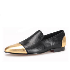 Knife cut sheepskin men's metal buckle loafers