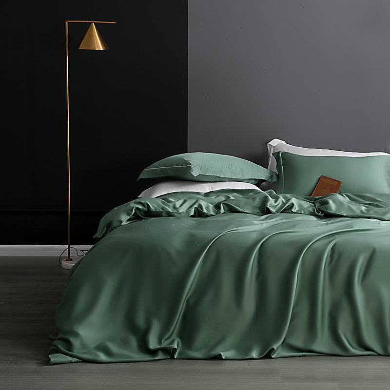 Ice silk pure color simple duvet cover sheet