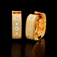 Vintage Court Wide Sparkling Gift Brushed Earrings