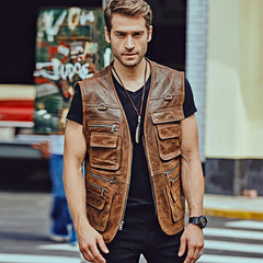 Men's leather vest