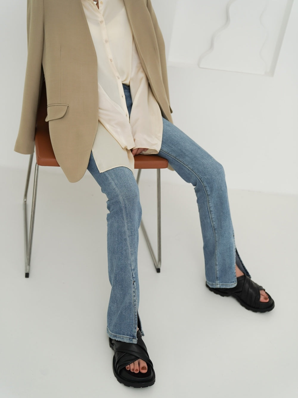 Super Comfortable Soft Nappa Cross-wrinkle Slippers With Thick-soled Heightening Mules