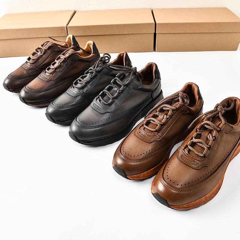 Men's First Layer Cowhide Retro Sports Casual Shoes