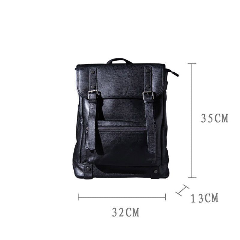Men's Simple Casual Top Layer Cowhide Backpack