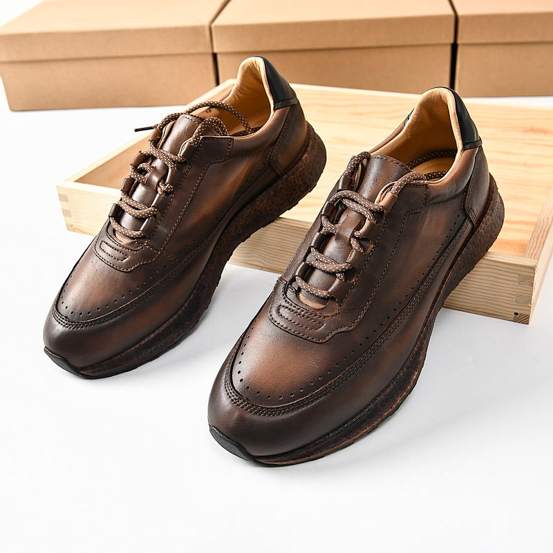 Men's First Layer Cowhide Retro Sports Casual Shoes
