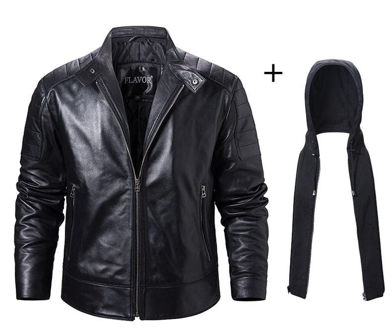 Leather Coat Trend Plus Cotton Hooded