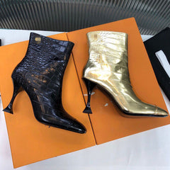 Round Toe Super High Heel Stiletto Side Zipper