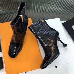 Round Toe Super High Heel Stiletto Side Zipper