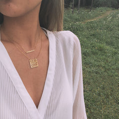 Exquisite Square Maze Pendant Necklace Female