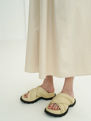 Super Comfortable Soft Nappa Cross-wrinkle Slippers With Thick-soled Heightening Mules