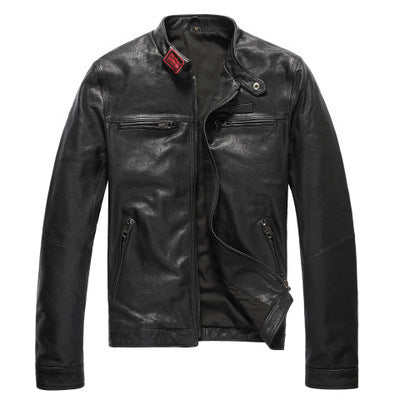 Leather leather jacket men's short leather jacket