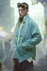 Chinese Style Street Wear And Tear Damaged Washed Denim Jacket