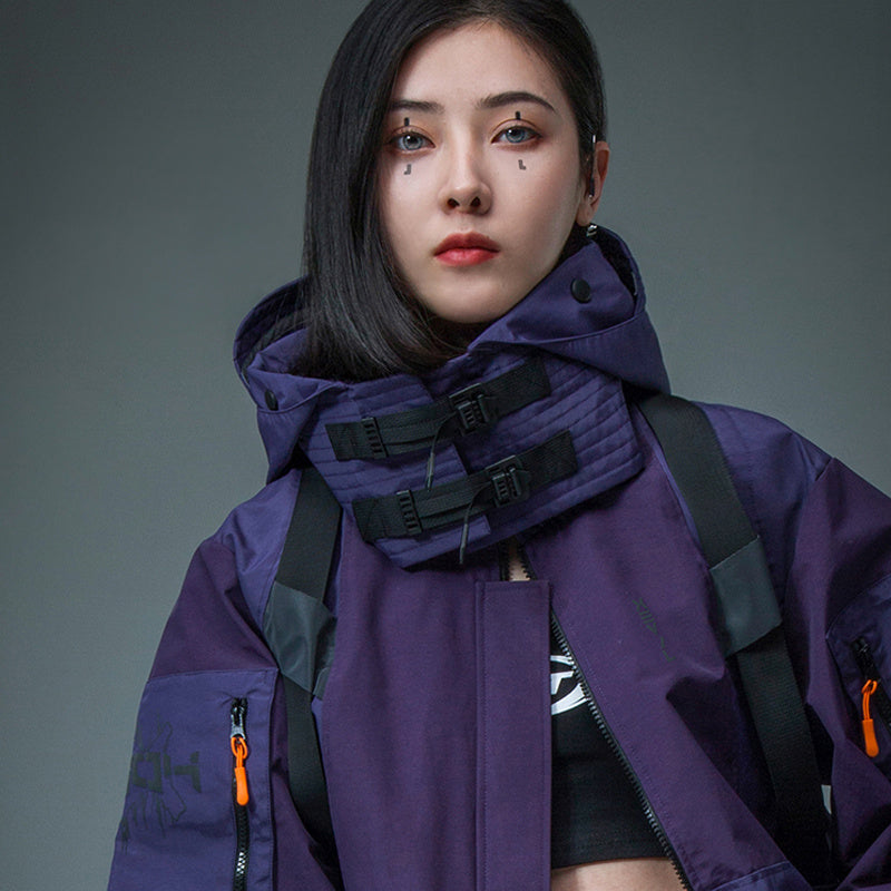 Hooded Sweater City Mechanical Style Reflective Japanese Robe Coat
