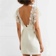 Pearl Short Skirt Out-of-door Yarn Temperament V-neck