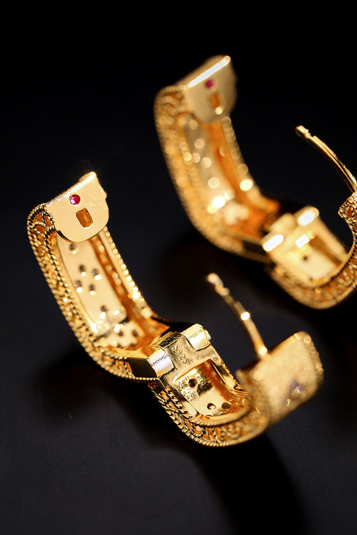 Vintage Court Wide Sparkling Gift Brushed Earrings