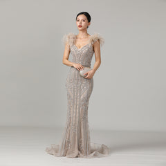 High-end Handmade Beaded Gown Long Skirt