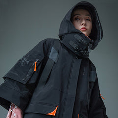 Hooded Sweater City Mechanical Style Reflective Japanese Robe Coat