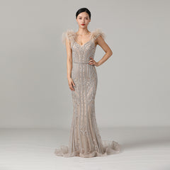 High-end Handmade Beaded Gown Long Skirt