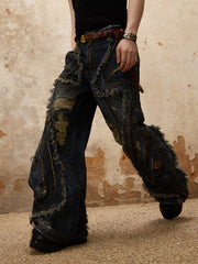Female Alien Structural Stained Jeans