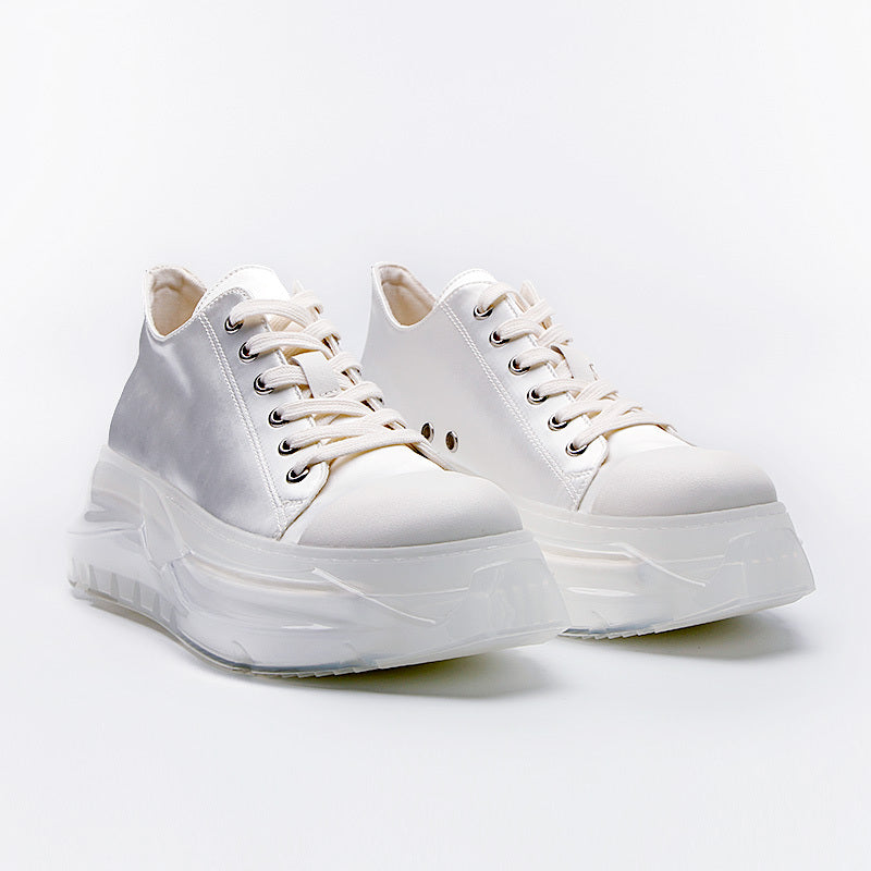 Casual Shoes With Thick Soles And High Height Versatile Lace Up
