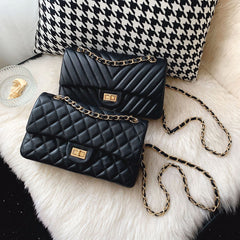 Women's Genuine Sheepskin Diamond Chain Messenger Bag