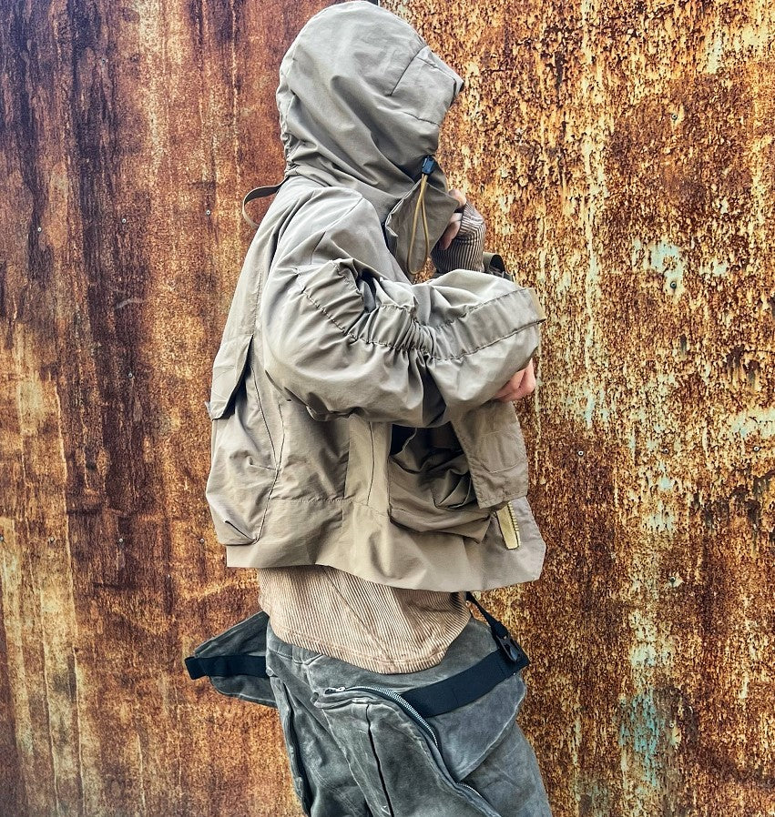 Men's Jacket With Functional Waste Soil Style Three-dimensional Collar And Hood
