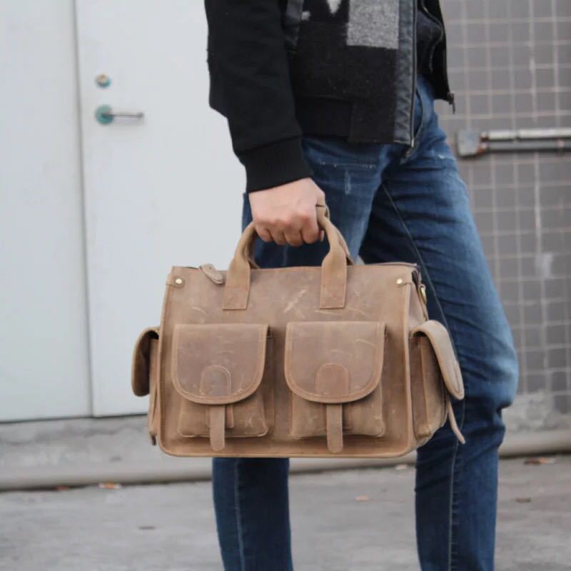 Imported First Layer Cowhide One-shoulder Messenger Bag For Men