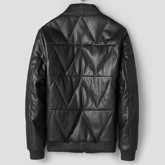 Men's Down Leather Coat Youth Leather Jacket