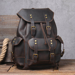 Men's Retro Large Capacity First Layer Cowhide Backpack