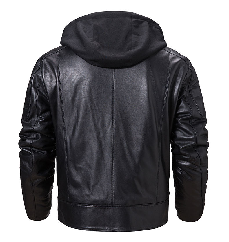 Leather Coat Trend Plus Cotton Hooded
