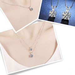 Dainty Brush Color Mossan Diamond Classic Four 4 Claw Pendant Necklace