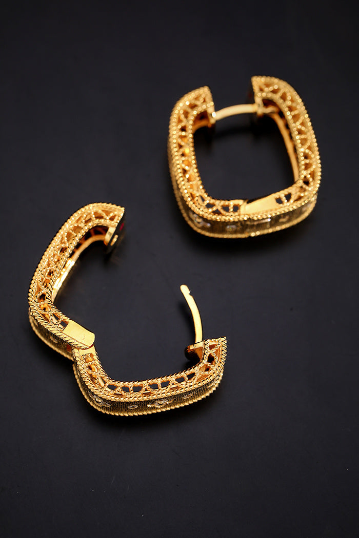 Vintage Court Wide Sparkling Gift Brushed Earrings