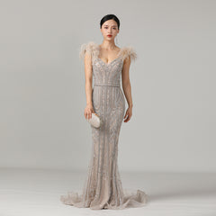 High-end Handmade Beaded Gown Long Skirt