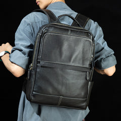 Retro Genuine Leather Casual Top Layer Cowhide Handmade Business Computer Backpack