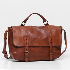 Polished Vintage Leather Top Layer Cowhide Messenger Bag