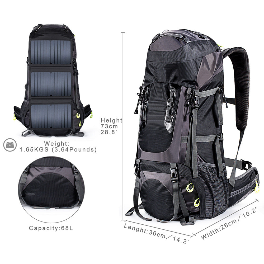 Large Capacity 68L Solar Waterproof Mountaineering Bag