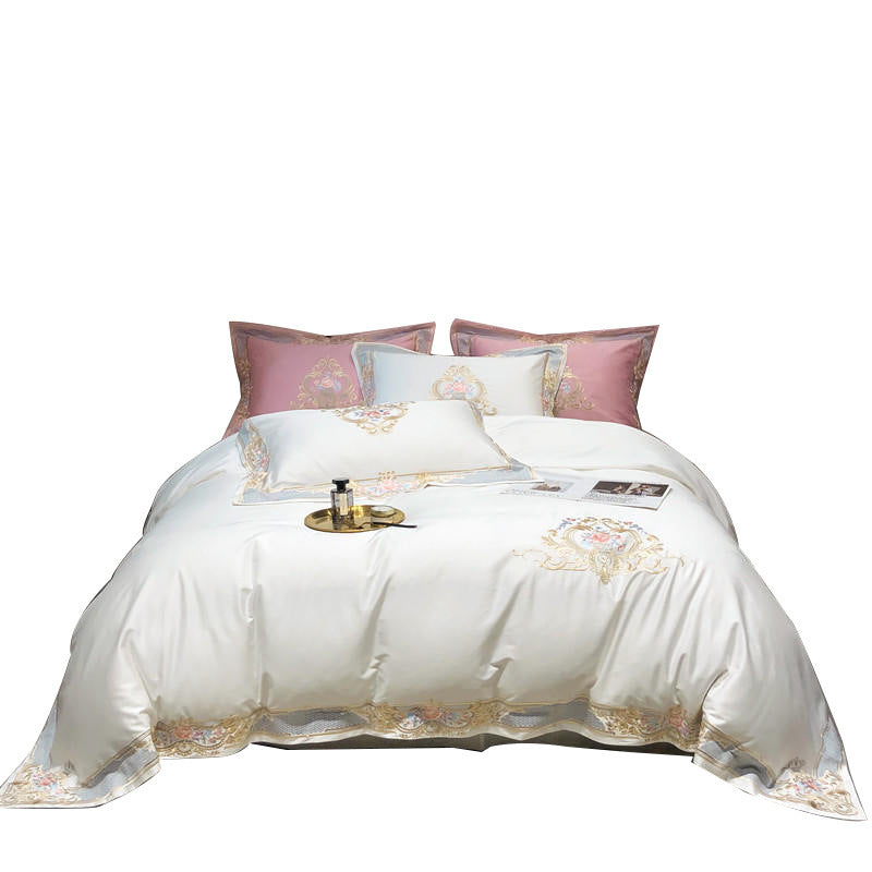 Long-staple Cotton Satin Light Luxury Embroidery Four-piece Set