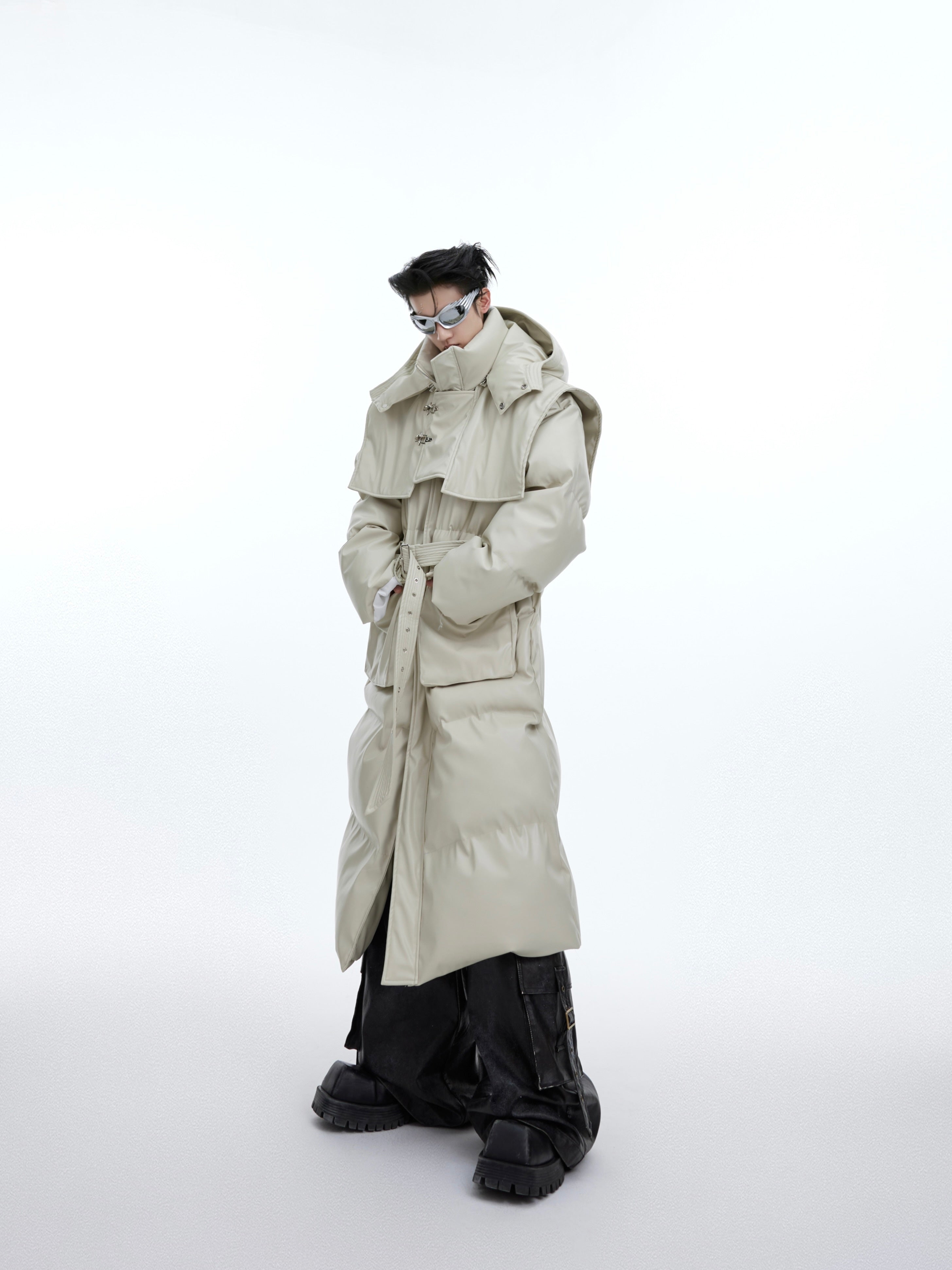 Hooded Shawl Thickened Leather Cotton Jacket